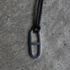 【残り一点】Flat Anchor Leather Necklace(BLACK LEATHER×SILVER)