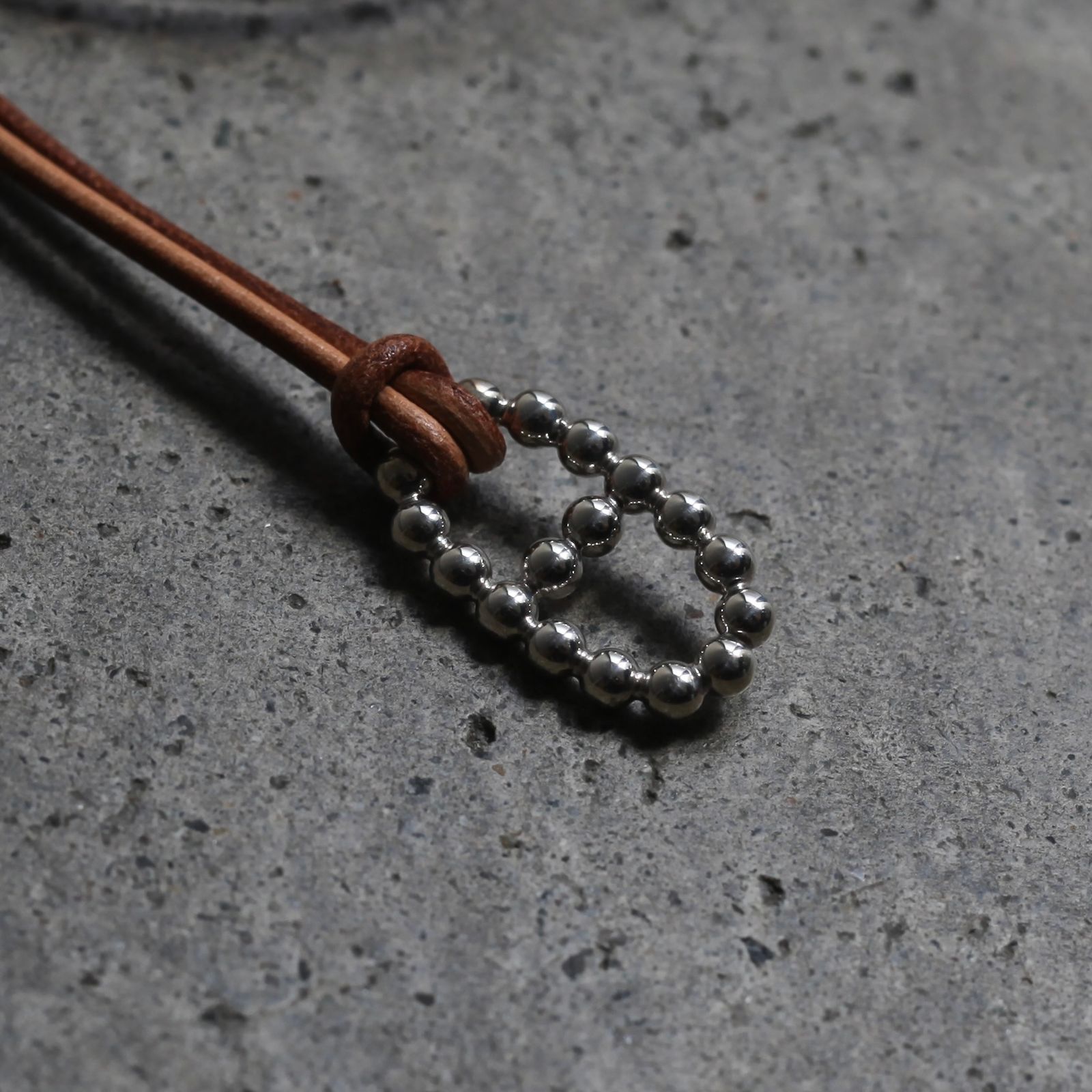 【残り一点】Ball Anchor Leather Necklace(BROWN LEATHER×SILVER)