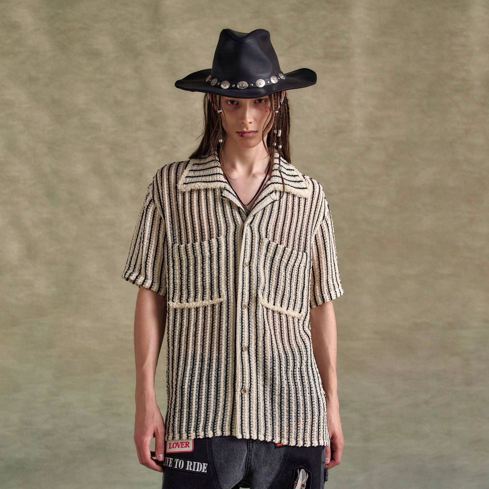【残り一点】Sheer Stripe Knit Shirts