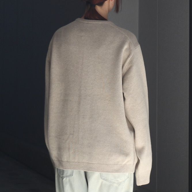 【残りわずか】Extra Fine Wool Knit Crew Neck Cardigan