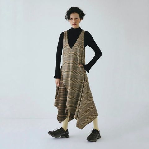 【残り一点】V Design Check Dress