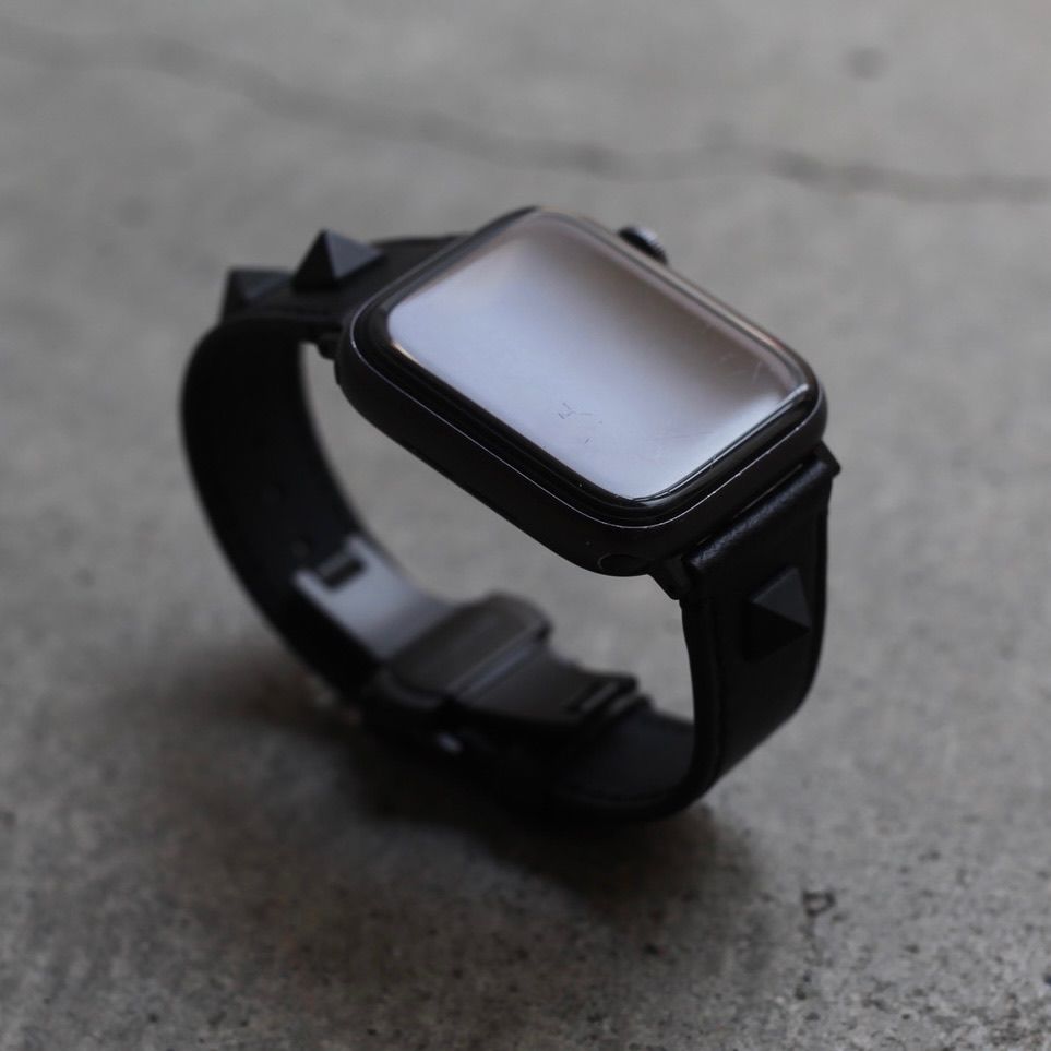 【残り一点】レザーハイブリッドバンドスタッズ for Apple Watch(BLACK)