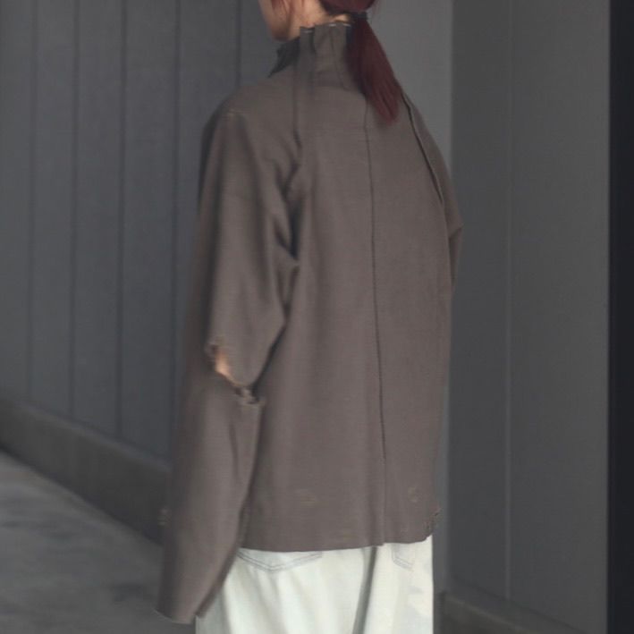 【残り一点】High Neck Cotton Logo Knit with Damaged(HIGH GAUGE RIB KNIT)