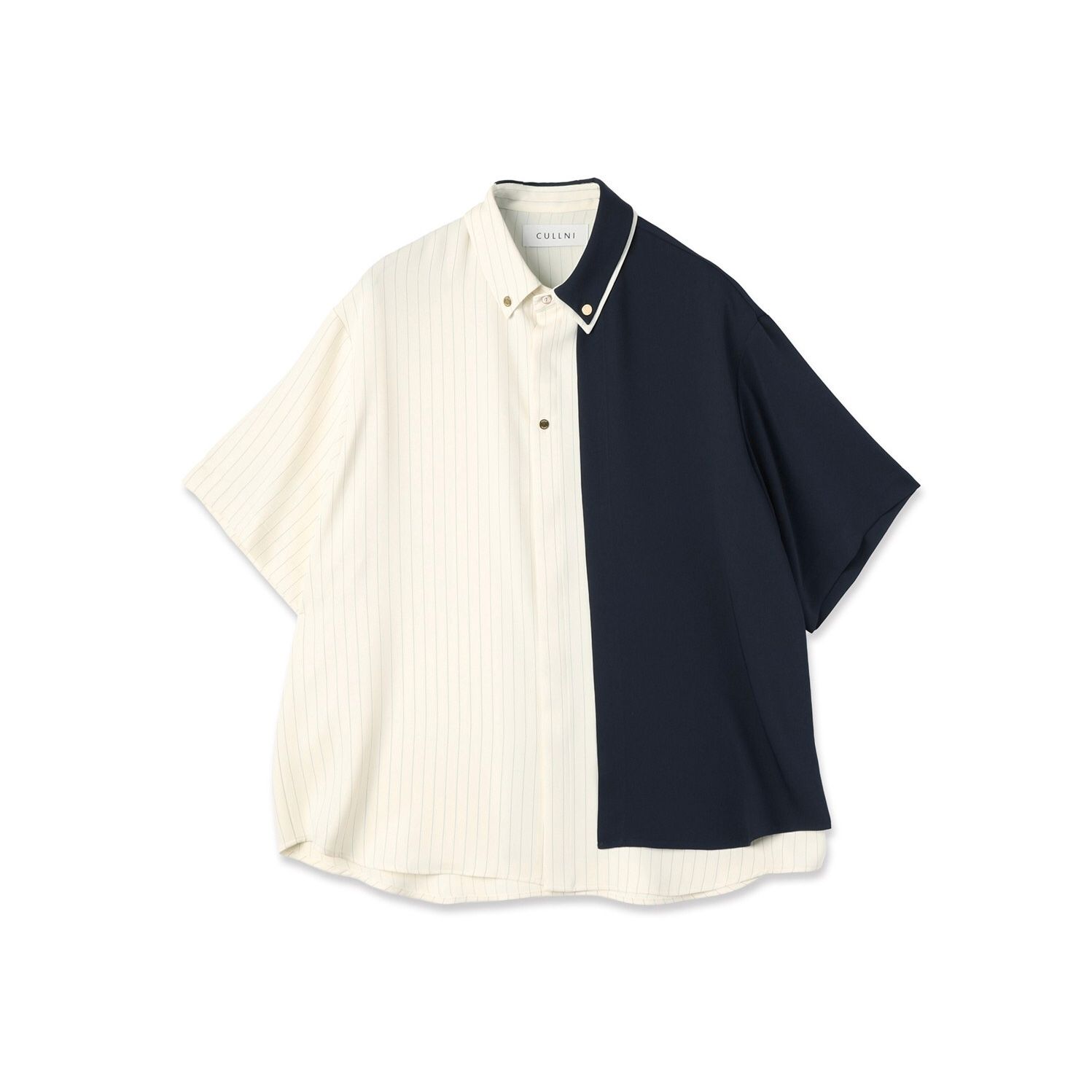 【残り一点】Double Cloth Layered Bi-Color Short Sleeve Shirt