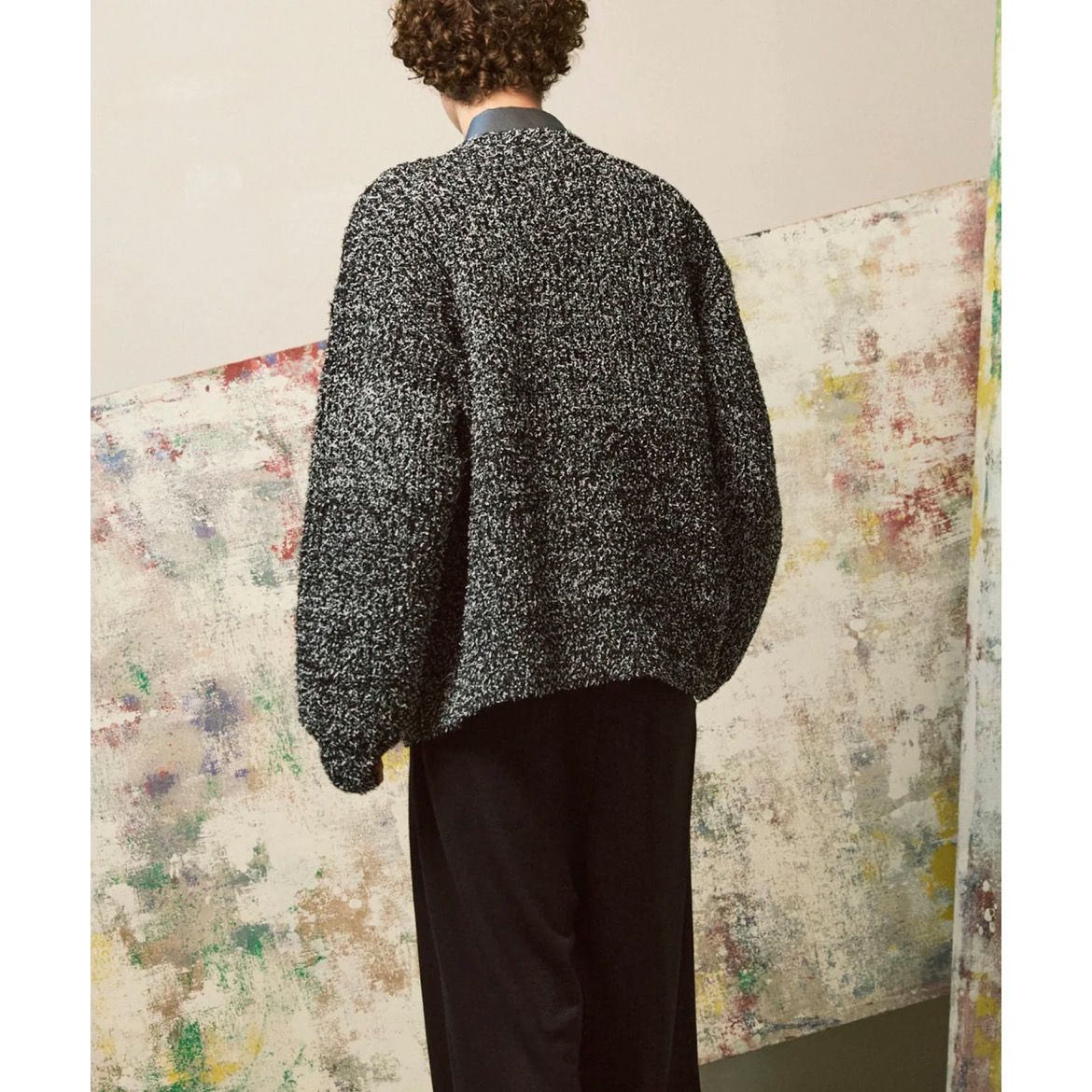 【残り一点】Mix Color Fancy Yarn Prime-Over Knit Cardigan