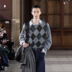 【残り一点】Fine Wool Argyle Knit Crew Neck LS