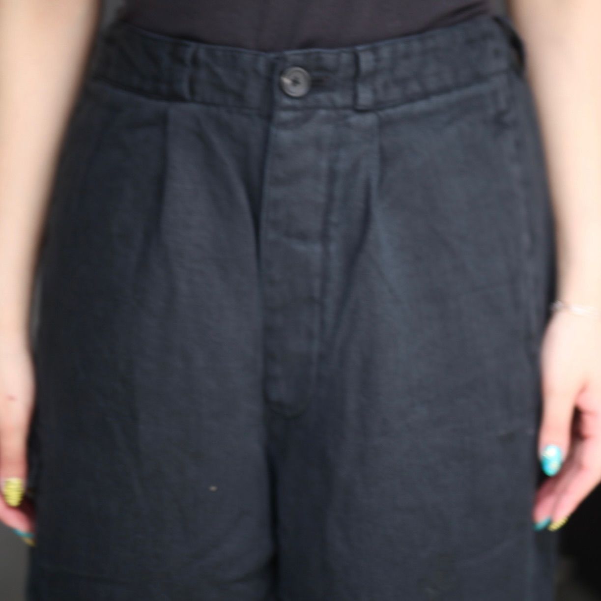 【残り一点】Heavy Linen Herringbone Wide Easy Trousers