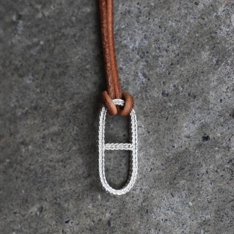 【残り一点】Rope Anchor Leather Necklace(BROWN LEATHER×SILVER)