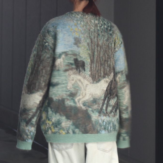 【残りわずか】Horse Jaqucard Mohair Cardigan