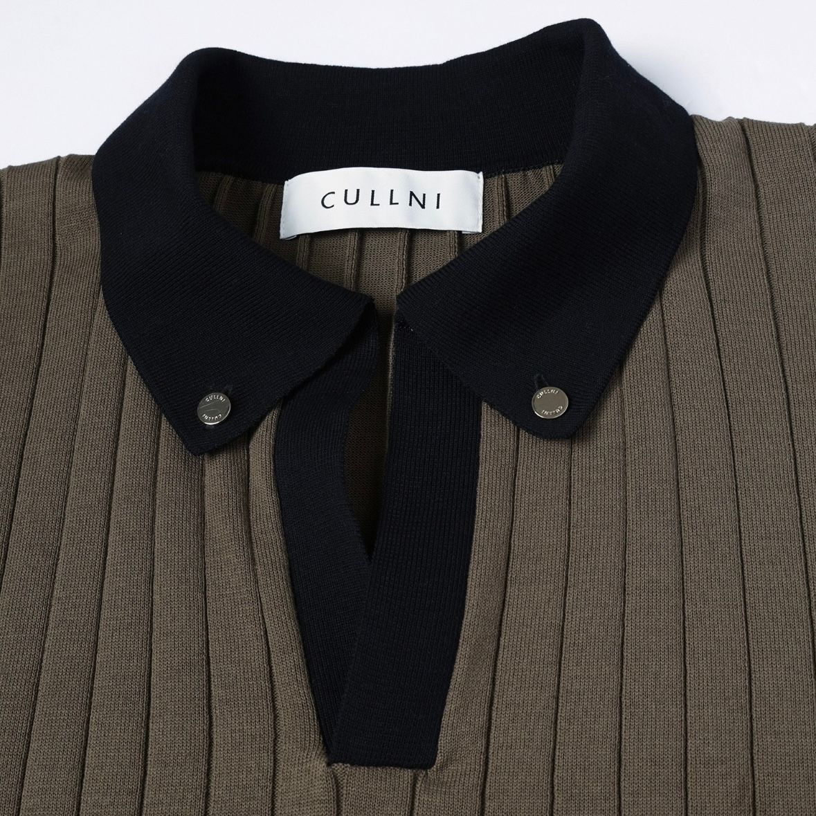 【残り一点】Wide Rib Skipper Collar Short Sleeve Knit