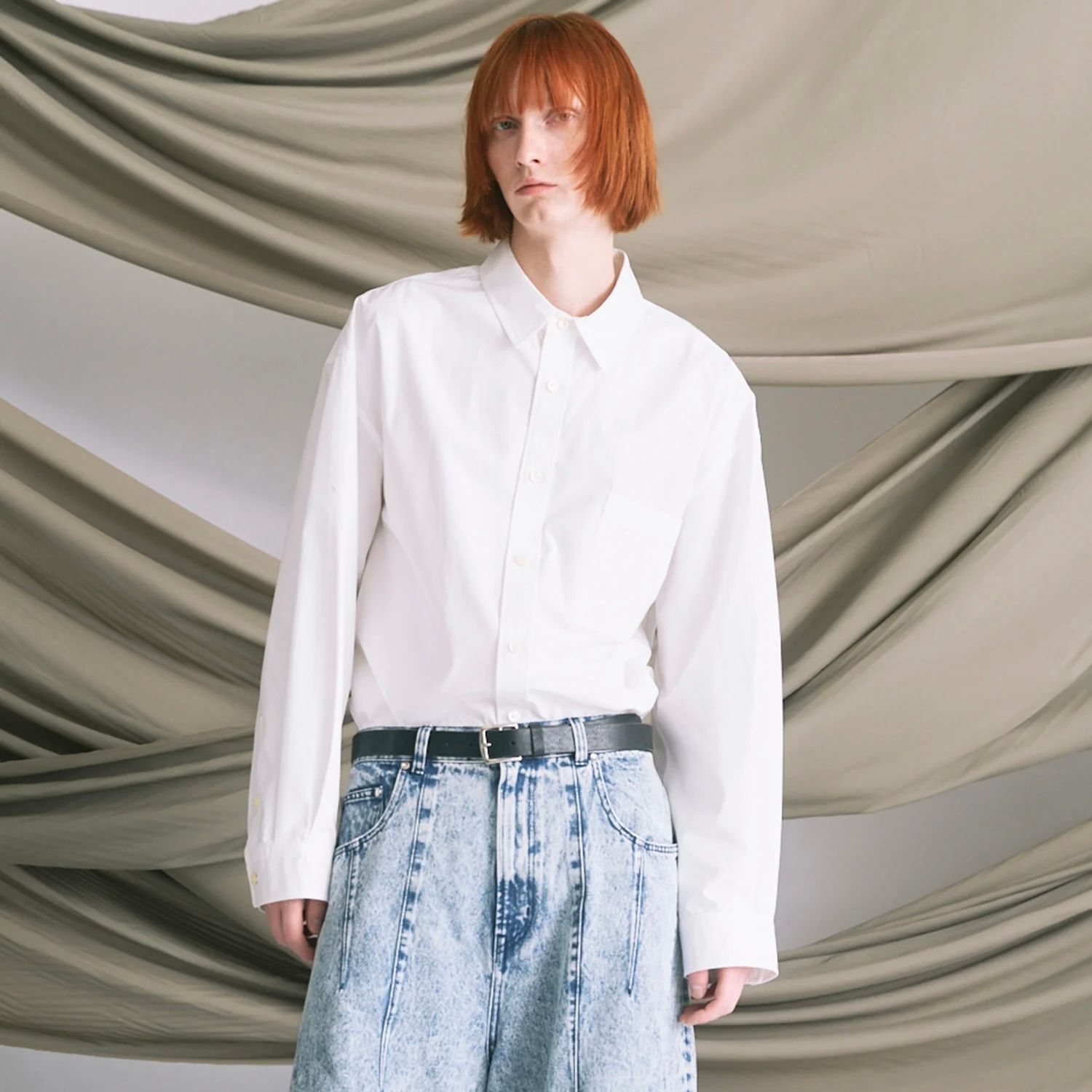 【残り一点】120 / 2 Suvin Cotton Typewriter Prime-Over Shirt Coat