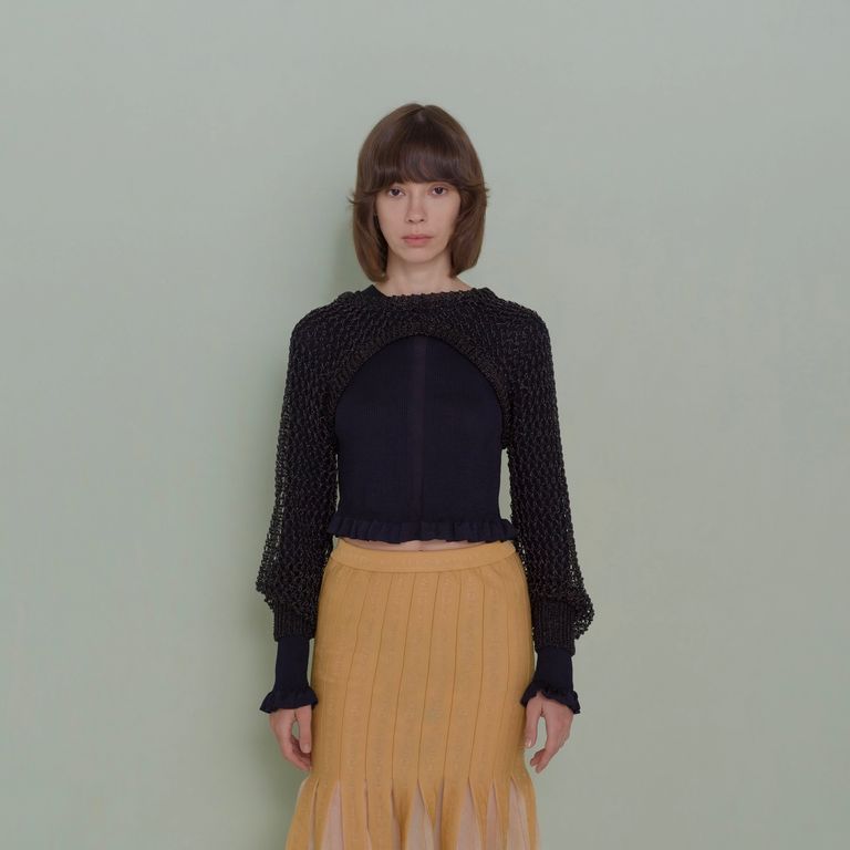TAN - 【残り一点】Dazzled Knitted Bolero | ACRMTSM ONLINE STORE