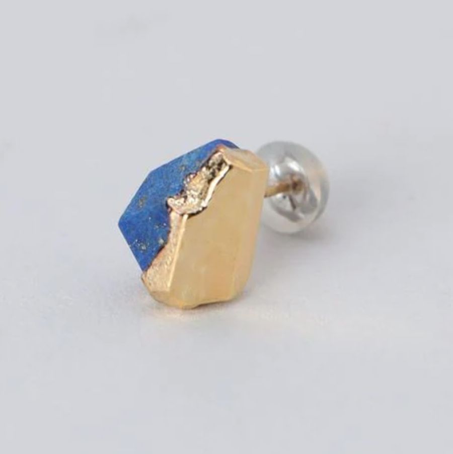 【お取り寄せ注文可能】Rough Stone Lapis-Lazuli Earrings(両耳用）