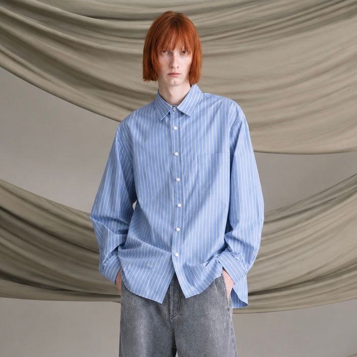 【残り一点】120 / 2 Suvin Cotton Typewriter Prime-Over Shirt