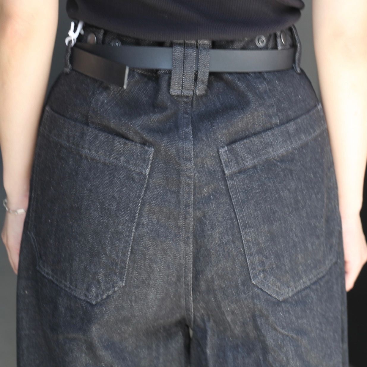 【残り一点】Denim 3pleated Wide-Leg Trousers