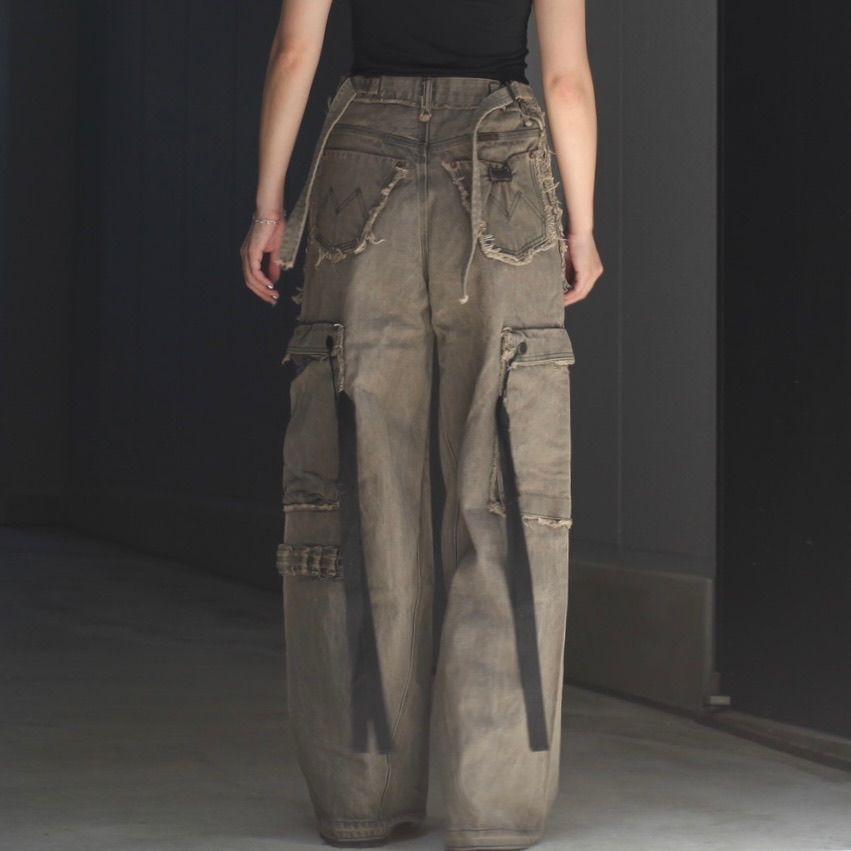 【残り一点】Cut Off Slash Seam Twist Cargo Jeans
