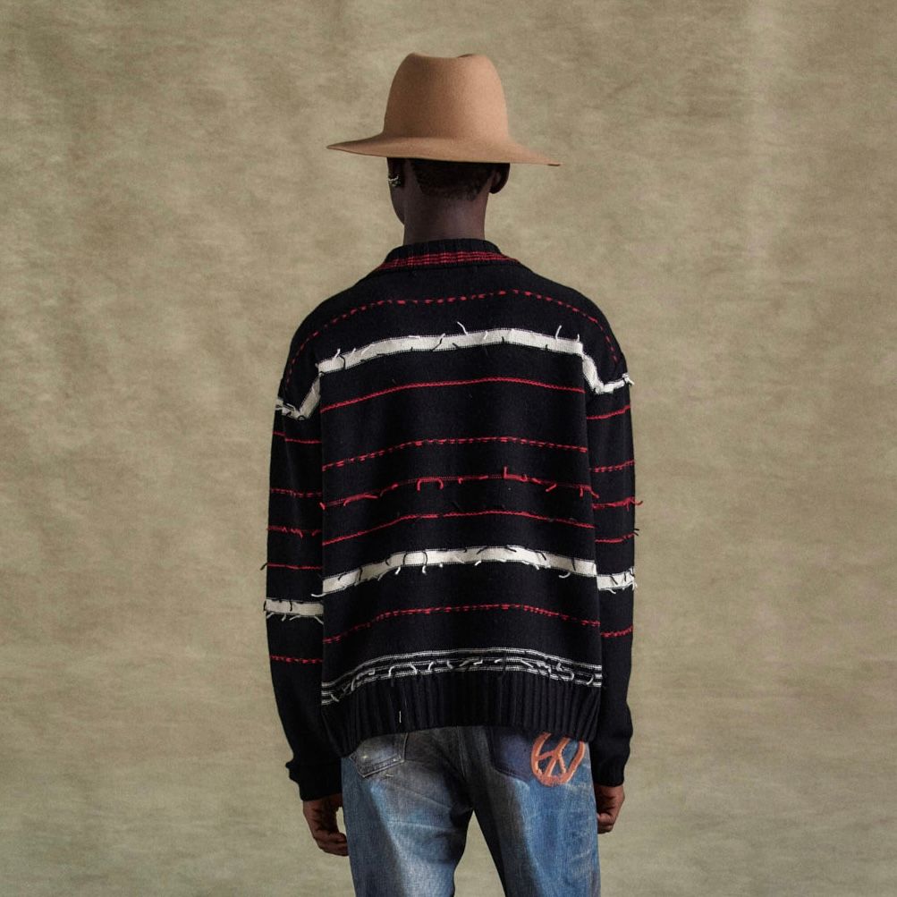【残り一点】B&W Stripe Polo Sweater