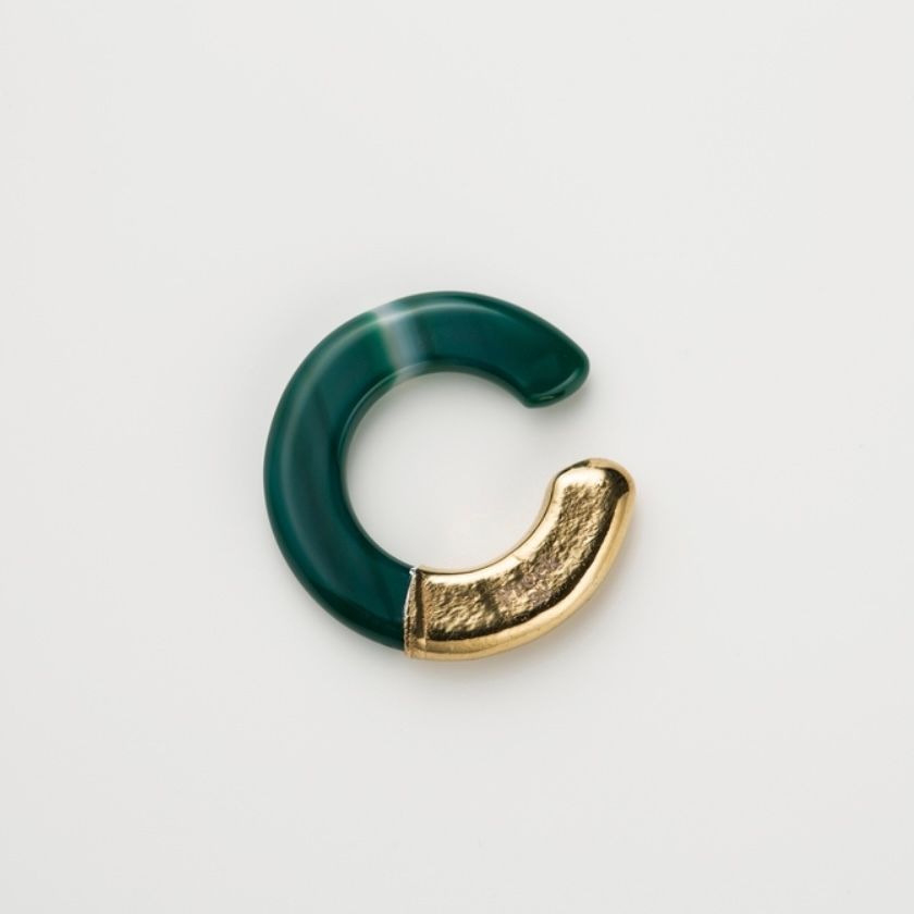 【お取寄せ注文可能】Ukishima Green Agate  Ear Cuff(片耳用）