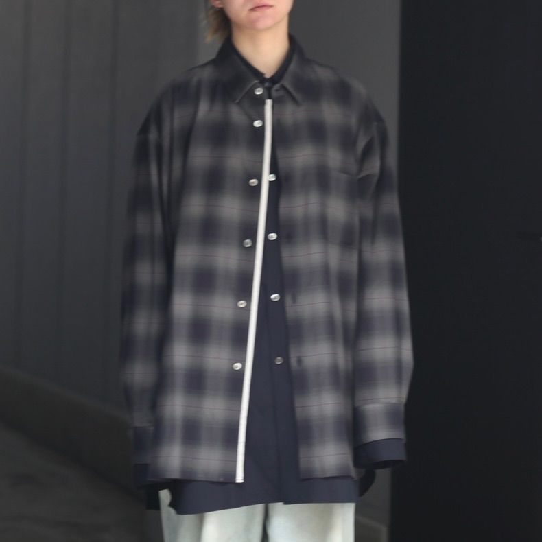 stein - 【残りわずか】Oversized Layered Shirt(DARK NAVY) | ACRMTSM