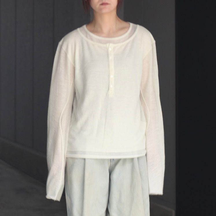 【残り一点】Double Layered Long Sleeve Henley T Shirt