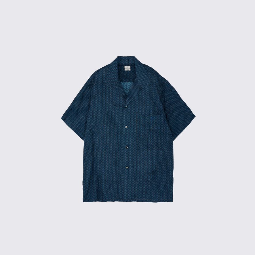 【残り一点】Vintage Pattern Printed Open Collar Shirt