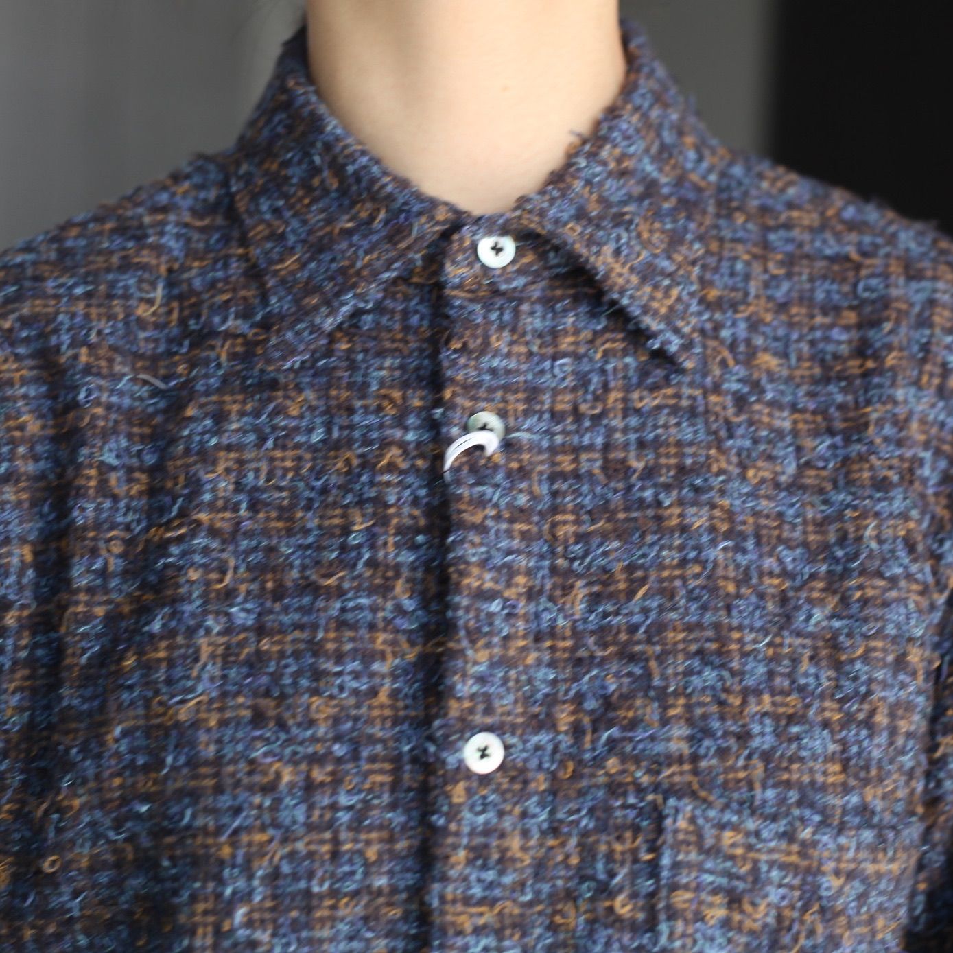 YOKE Needlepunched Cotton Plaid Shirt