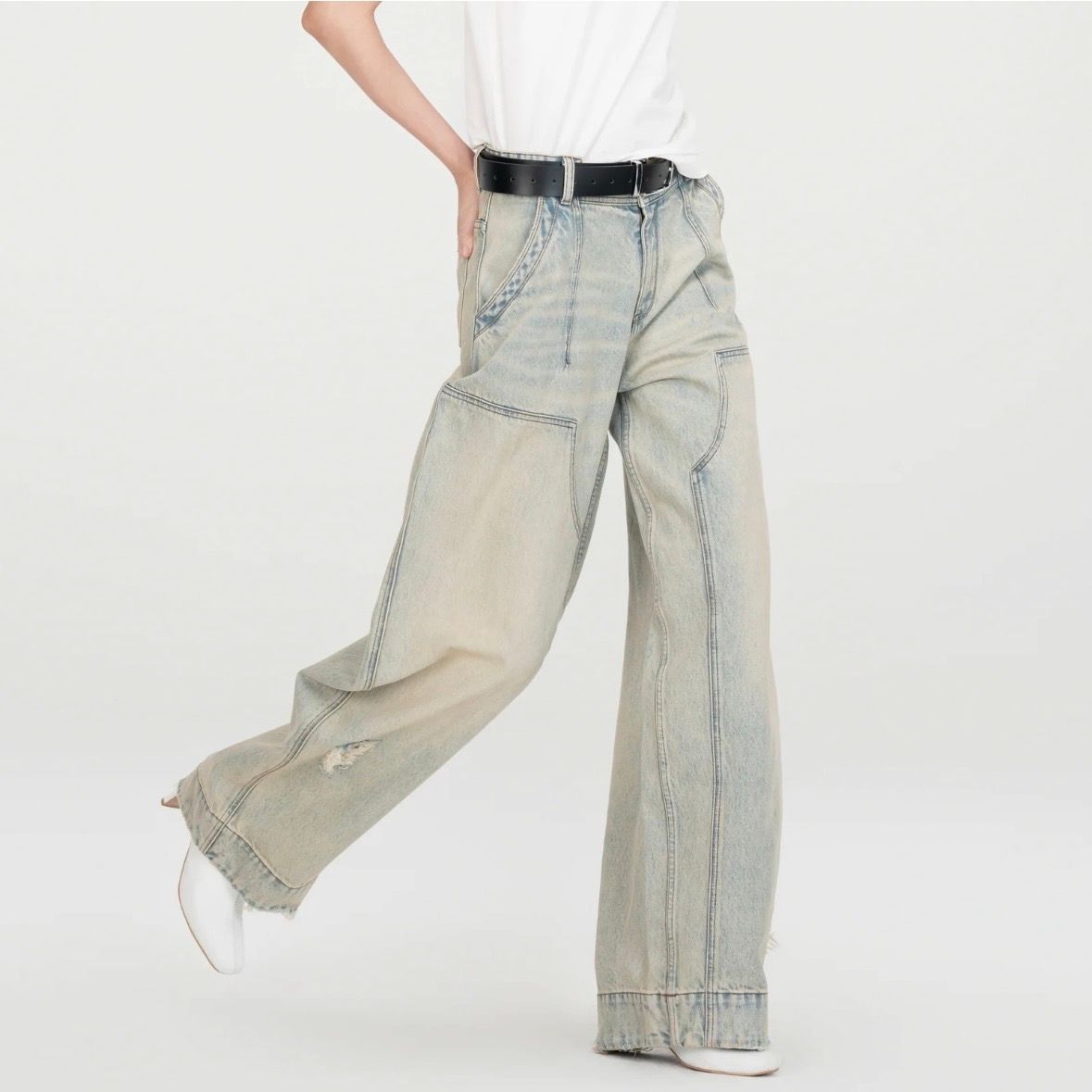 【残り一点】Washed Denim Deconstructed Cargo Jeans