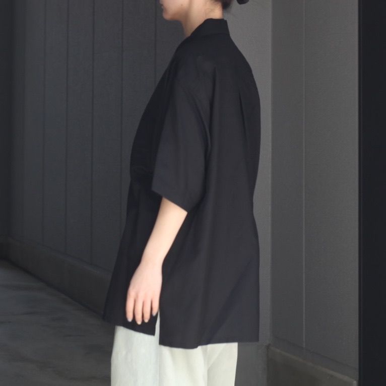【残りわずか】Silk Cupro Twill Open Collar S/S Shirt