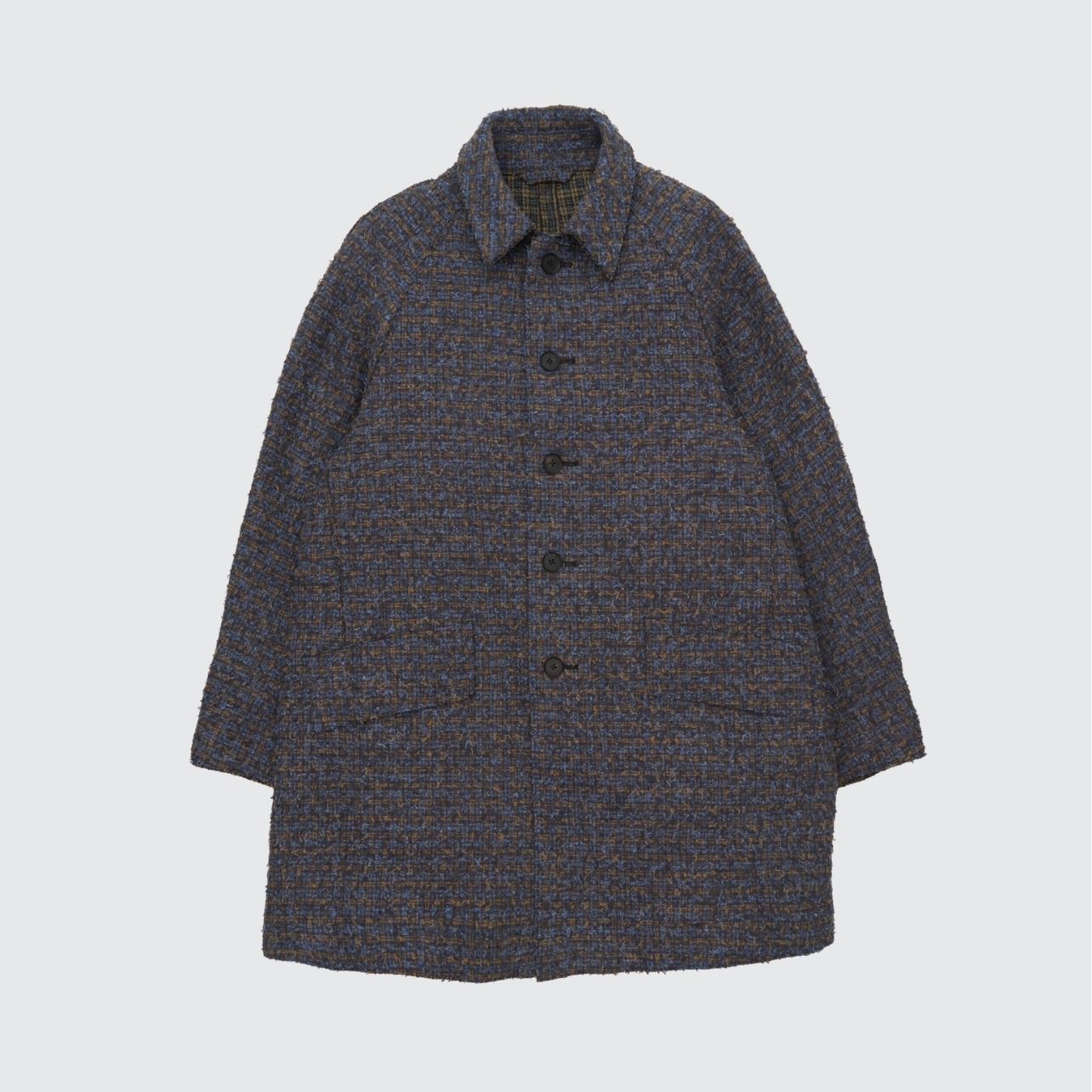 【残り一点】Needlepunched Cotton Plaid Cut Off Coat