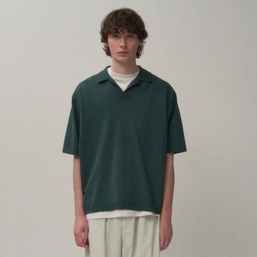 【残り一点】Fine Ice Cotton Skipper Polo Sweater
