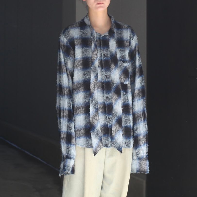 【残り一点】Shaggy Ombre Ribbon Shirt(DRUNK)