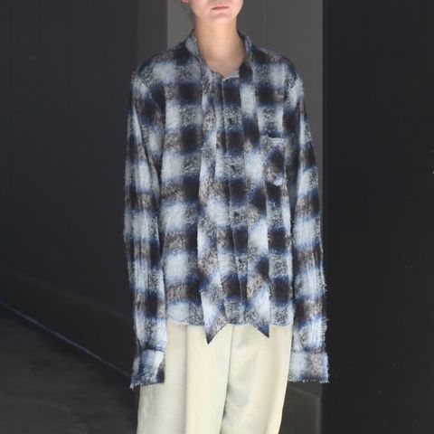 【残り一点】Shaggy Ombre Ribbon Shirt(DRUNK)