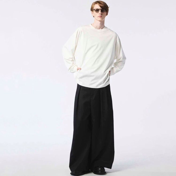 【残り一点】72/2 4Colors Chambray Wool Baggy Wide Pants