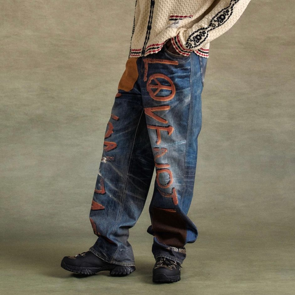 【残り一点】Love Printed Denim Trompe L`oeil Jeans