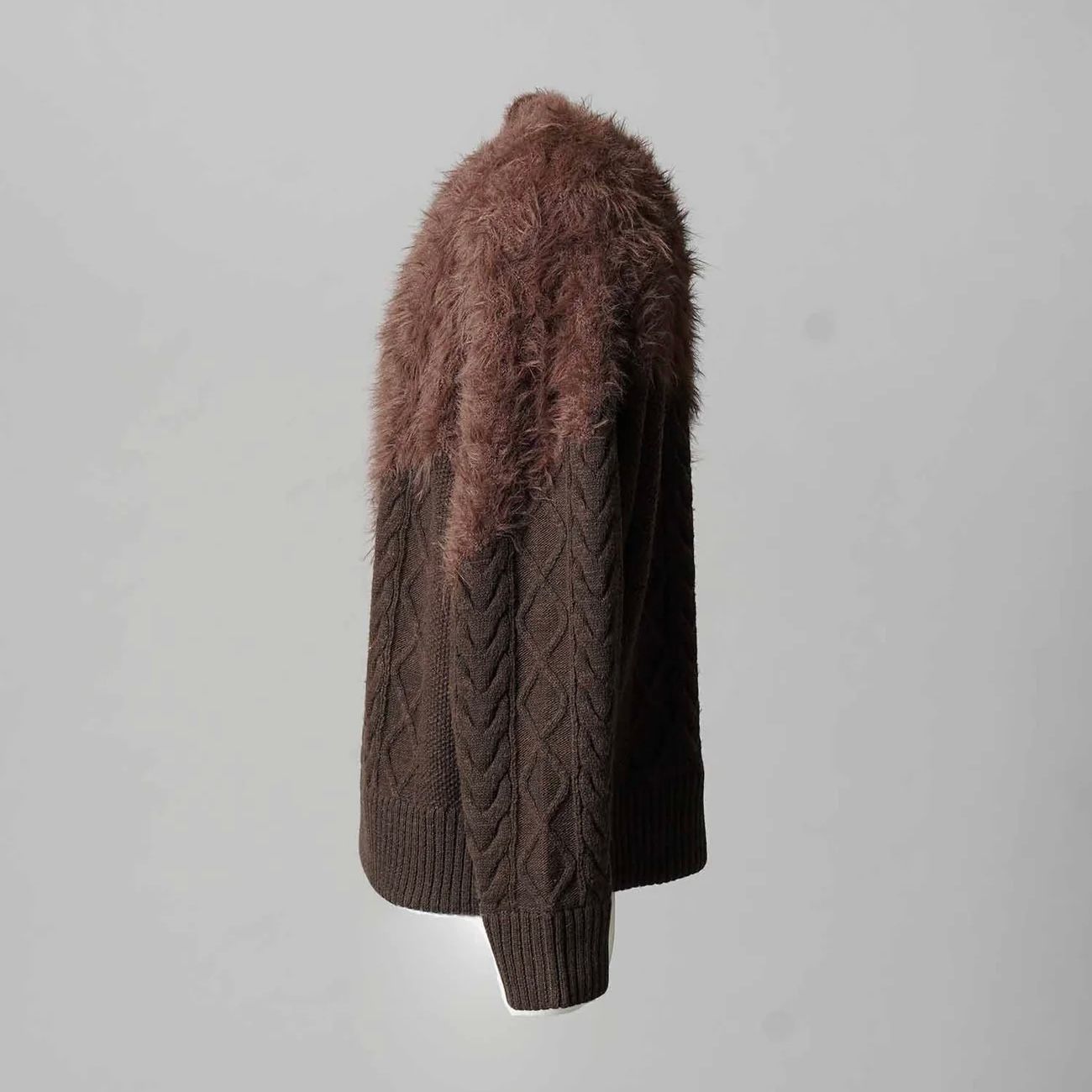 【残り一点】Cable Shaggy Mix Prime Over Crew Neck Knit Pull Over