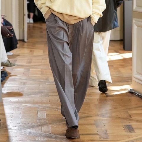 【再販売通知受付可能】Extra Fine Wool Long Wide Trousers