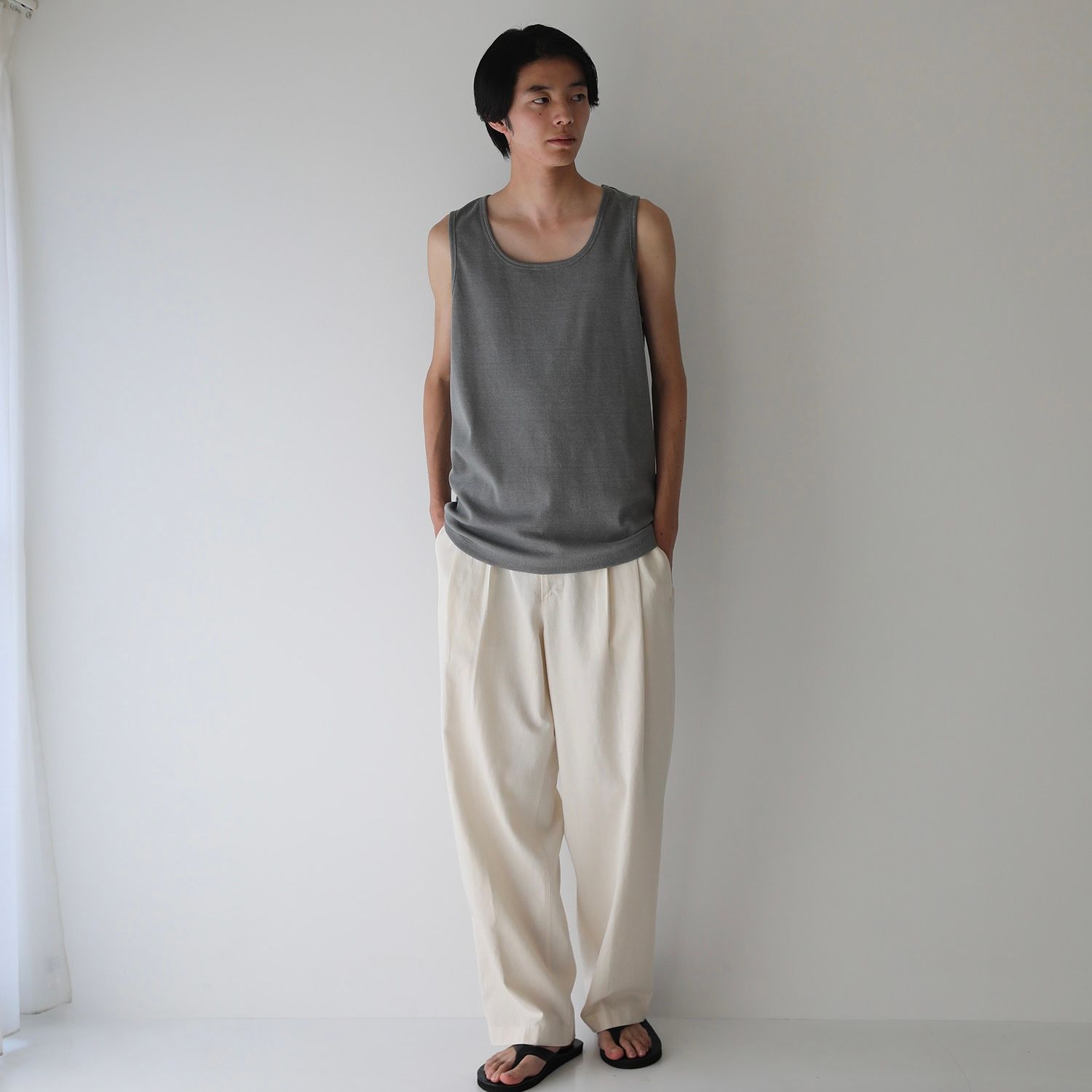 【残り一点】Dyed Ribbed Scoop Neck Tank