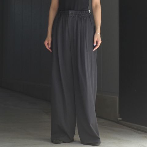 【残り一点】Wool Washer Twill 2pleated Wide-leg Easy Trousers