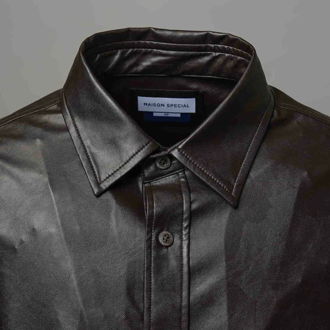 【残り一点】Curve Change Light Eco Leather Shirt
