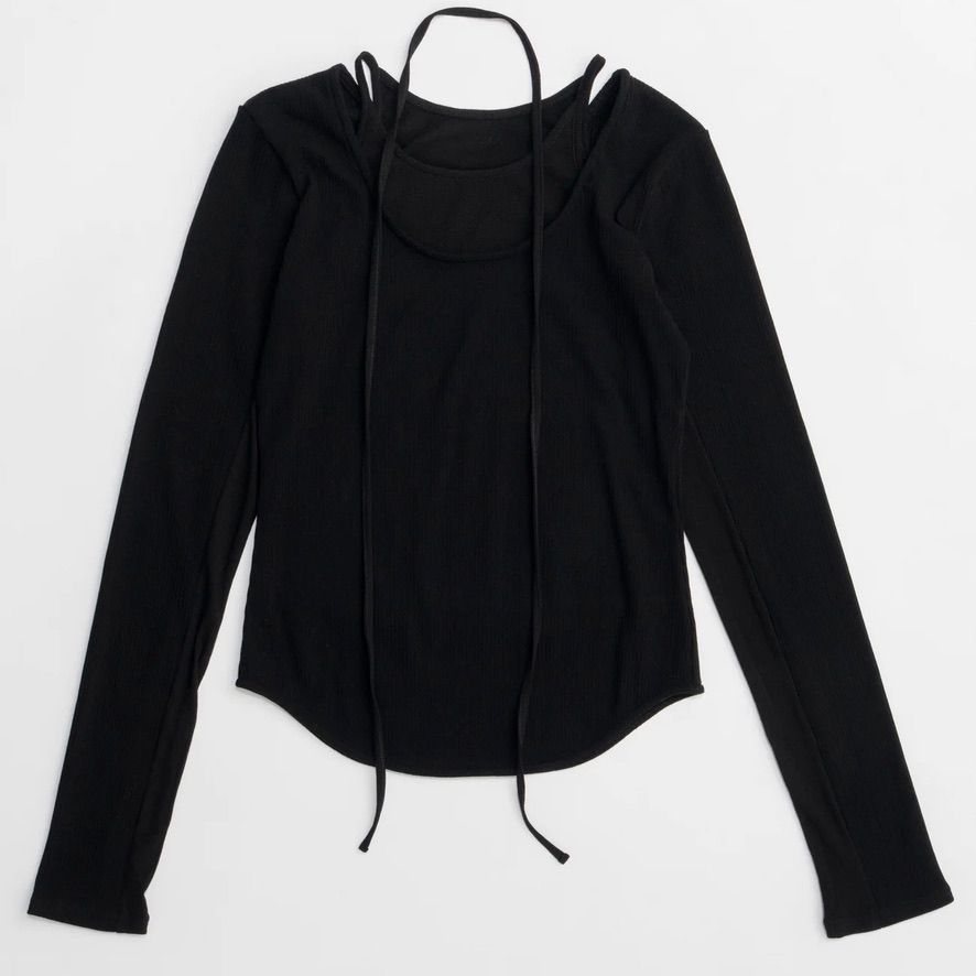 【残り一点】レイヤードリブトップス