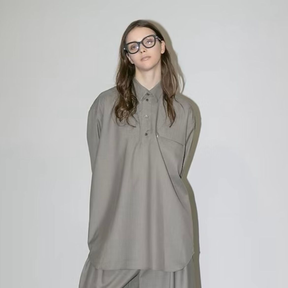 【残り一点】ウォッシャブルツイルプルオーバーシャツ