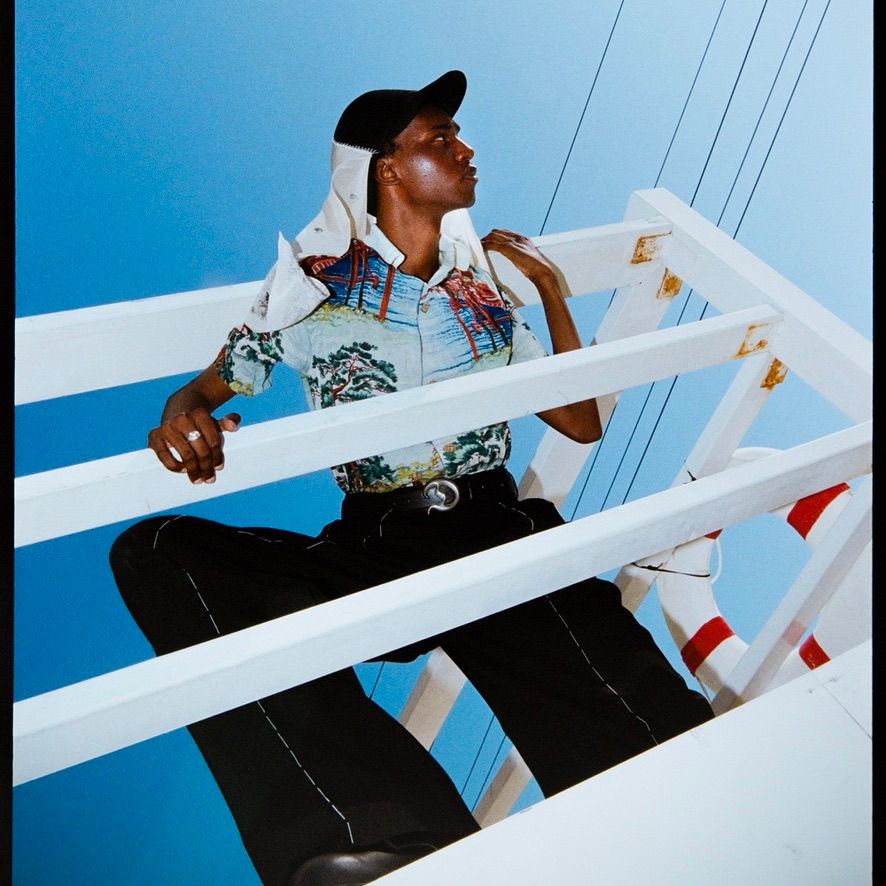 【残り一点】"Japanese Pattern Aloha" Transfer Print Polo Knit