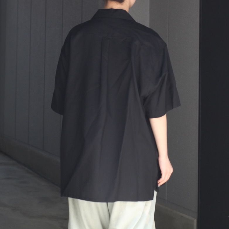 【残りわずか】Silk Cupro Twill Open Collar S/S Shirt