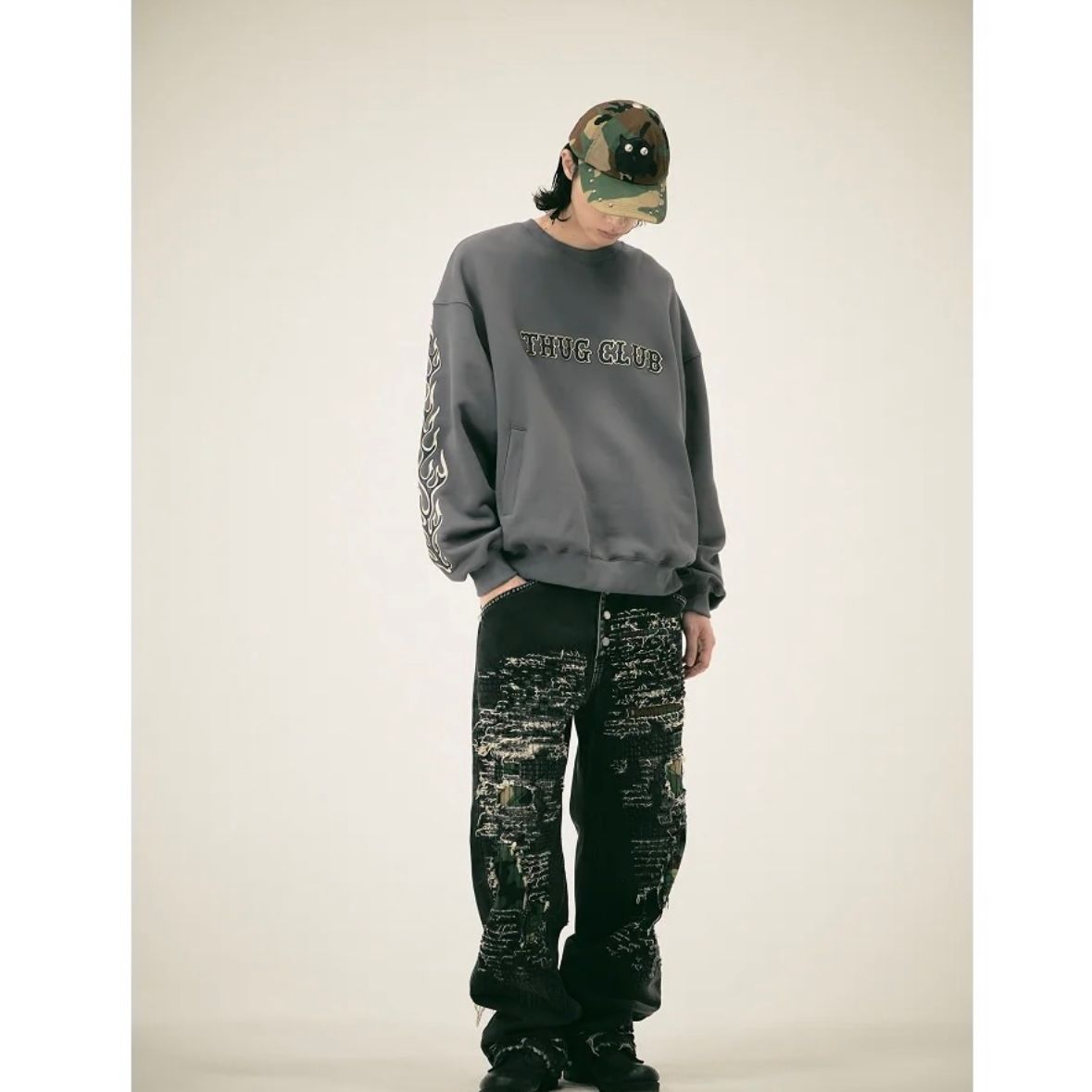 【残り一点】Leather Flame Sweatshirt
