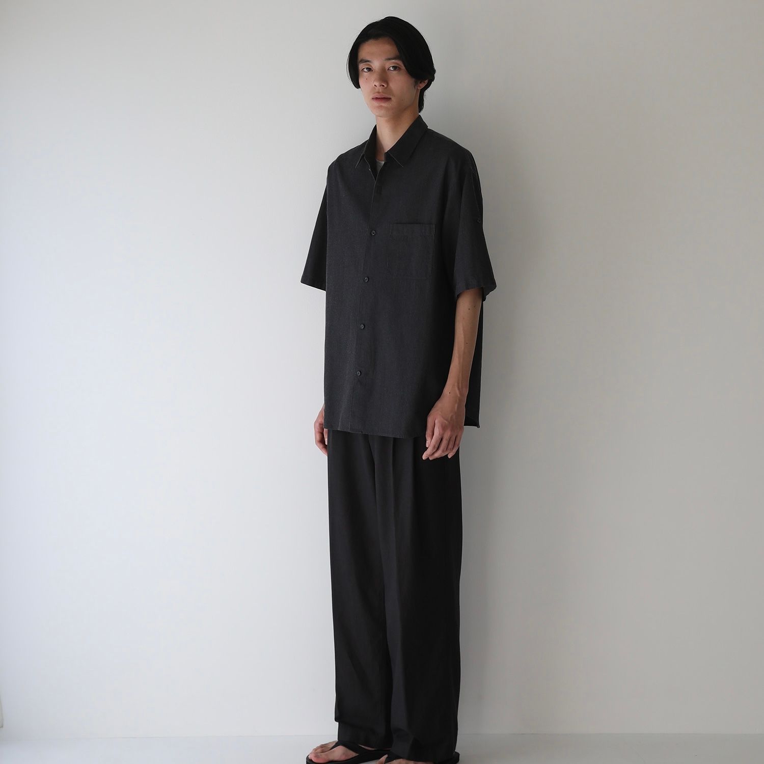【残り一点】Pique Chambray Roll-Up Shirt