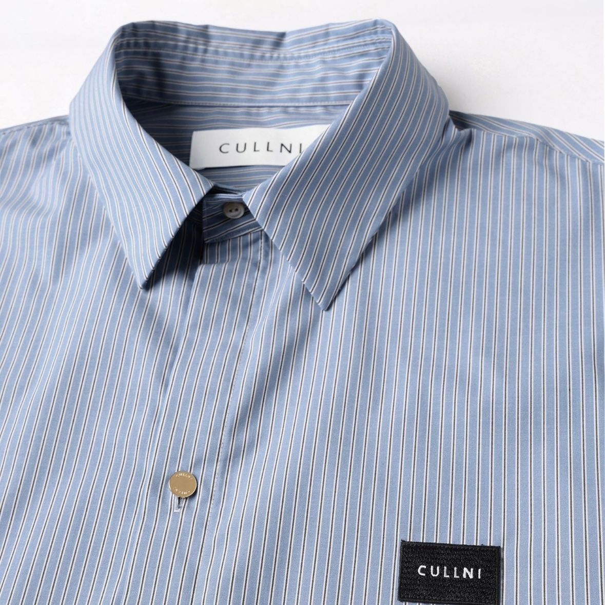 【残り一点】High Count Broad Embroidery Patch Short Sleeve Stripe Shirt