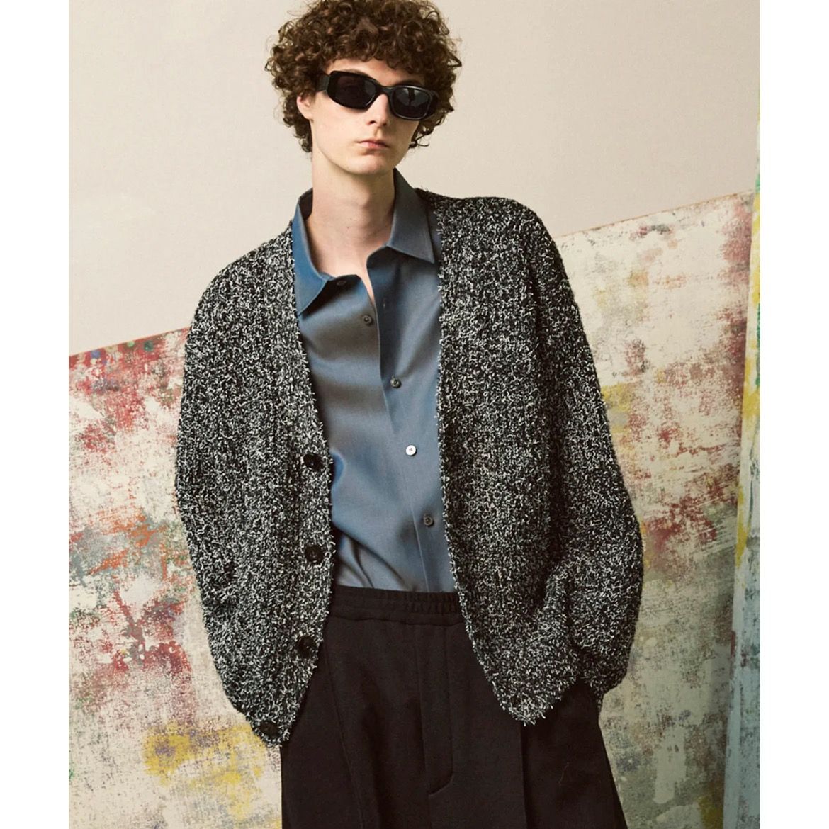 【残り一点】Mix Color Fancy Yarn Prime-Over Knit Cardigan
