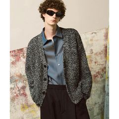 【残り一点】Mix Color Fancy Yarn Prime-Over Knit Cardigan