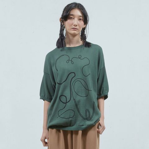 【残り一点】ステッチプリントショートSLニットPO