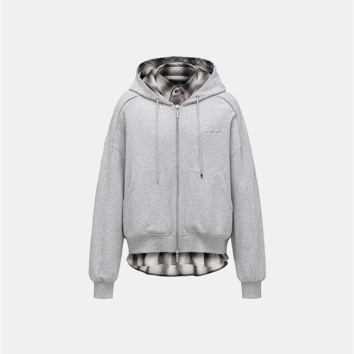 【残り一点】2in1 Zip Hoodie with Check Shirt